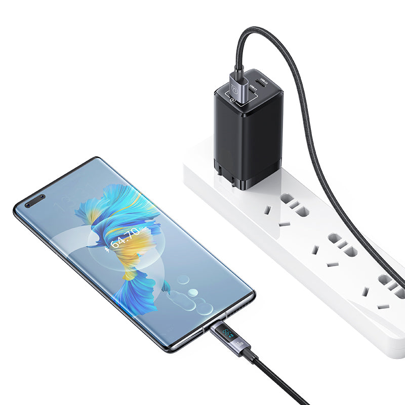 USAMS US-SJ673 USB-A to Type-C 6A Fast Charging Cable 1.2m Aluminum Alloy Digital Display Charger Data Cable USAMS US-SJ673 USB-A to Type-C 6A Fast Charging Cable 1.2m Aluminum Alloy Digital Display Charger Data Cable